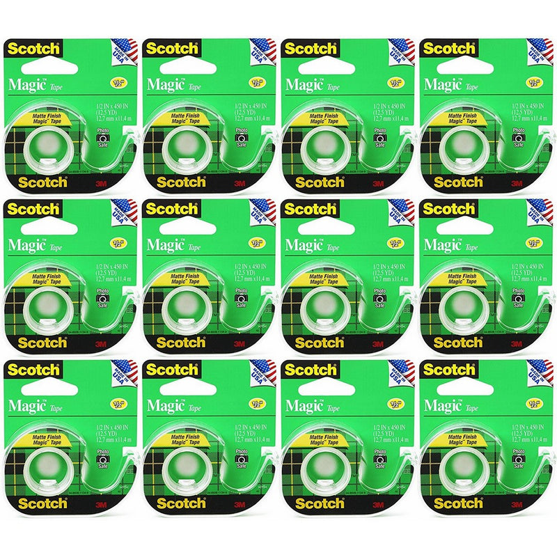 Bulk Buy: 3M Scotch Magic Tape Matte .5"X450" 104-3M (12-Pack)