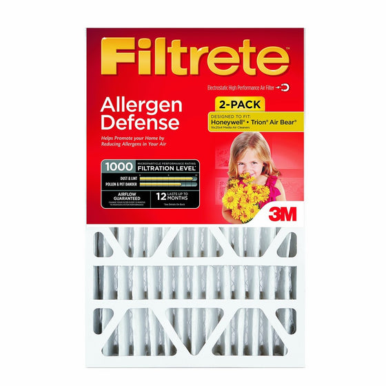 Filtrete MPR 1000 16 x 25 x 4 (4-3/8 Actual Depth) Micro Allergen Defense Deep Pleat AC Furnace Air Filter, Uncompromised Airflow, Delivers Cleaner Air Throughout Your Home, 2-Pack