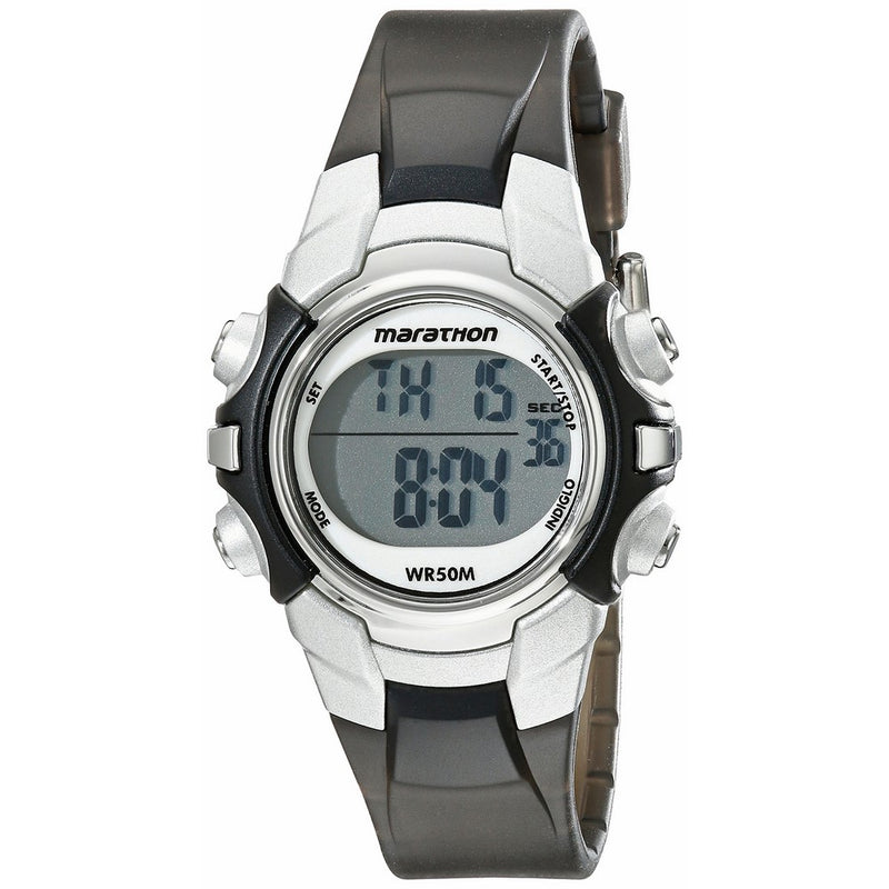 Marathon by Timex Unisex T5K805 Digital Mid-Size Black/Silver-Tone Resin Strap Watch