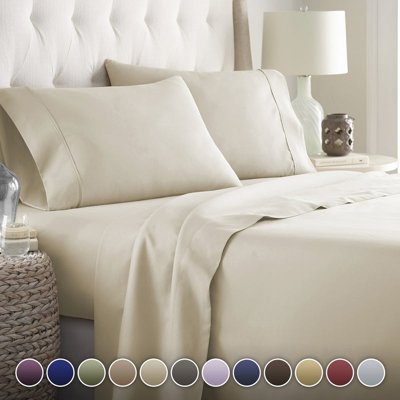 Hotel Luxury Bed Sheets Set-- 1800 Series Platinum Collection-Deep Pocket, Wrinkle & Fade Resistant(Queen,Cream)