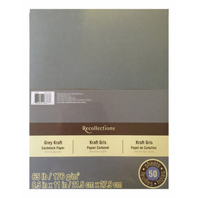 Grey Kraft Cardstock Paper Pack 8.5x11-50 Sheets