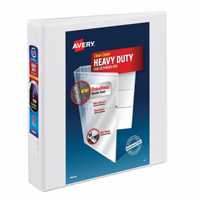 Avery Heavy-Duty View Binder, 1-1/2" One-Touch Slant Rings, 400-Sheet Capacity, DuraHinge, White (79795)