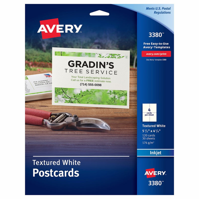 Avery Textured Postcards, 4.25 x 5.5 Inches, White, 120 Cards (3380)