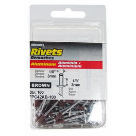 FPC FPC42AB-100 100 Pack 1/8" Diameter, Short, Brown Aluminum Rivet, Grip Range: .063" - .125" Aluminum Mandrel
