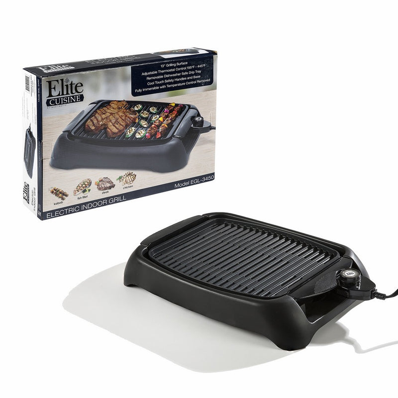 MaxiMatic EGL-3450 Elite Cuisine 13-Inch Countertop Non-Stick Electric Indoor Grill, Black