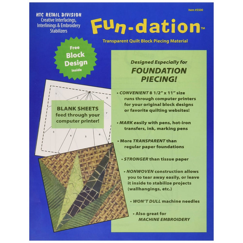 HTC 5500 Fun-Dation Quilt Block Piecing Material, 8-1/2 by 11-Inch, 25-Pack