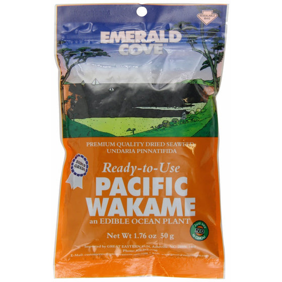 Emerald Cove Silver Grade Wakame (Dried Seaweed), 1.76 Ounce Bag