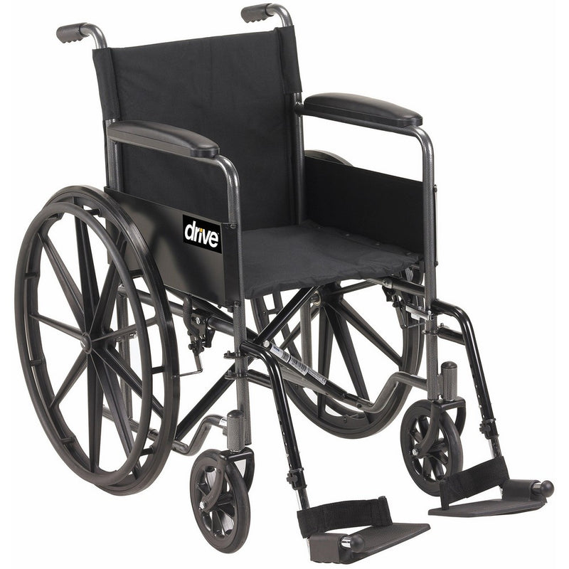 Drive Medical Silver Sport 1 Wheelchair with Full Arms and Swing away Removable Footrest