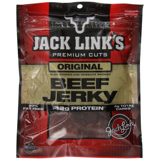 Jack Link's Beef Jerky, Original, 3.25-Ounce Bags (Pack of 4)