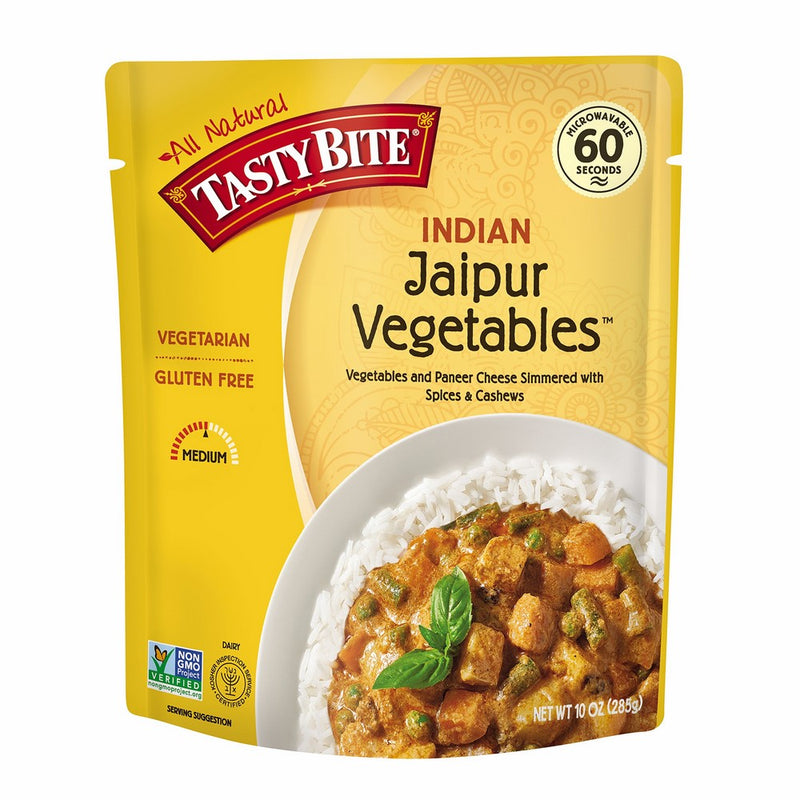 Tasty Bite Indian Entree Jaipur Vegetables 10 Ounce (Pack of 6), Fully Cooked Indian Entrée with Vegetables and Paneer Cheese Simmered with Spices and Cashews, Vegetarian, Gluten Free, Ready to Eat