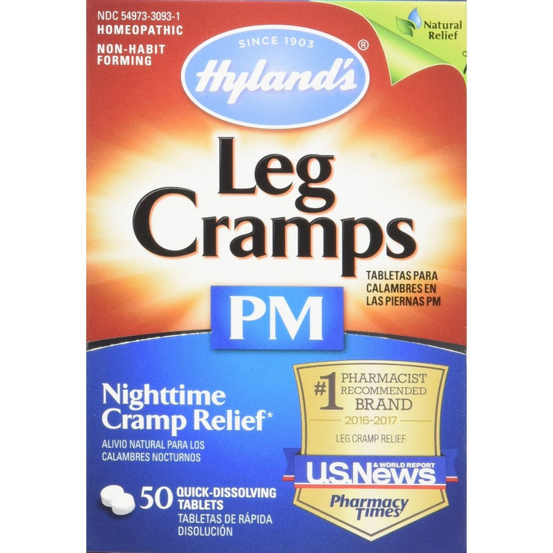 Hyland's Leg Cramps PM Tablets, Natural Relief of Calf Cramps, Foot Cramps and Leg Cramps at Night, 50 Count