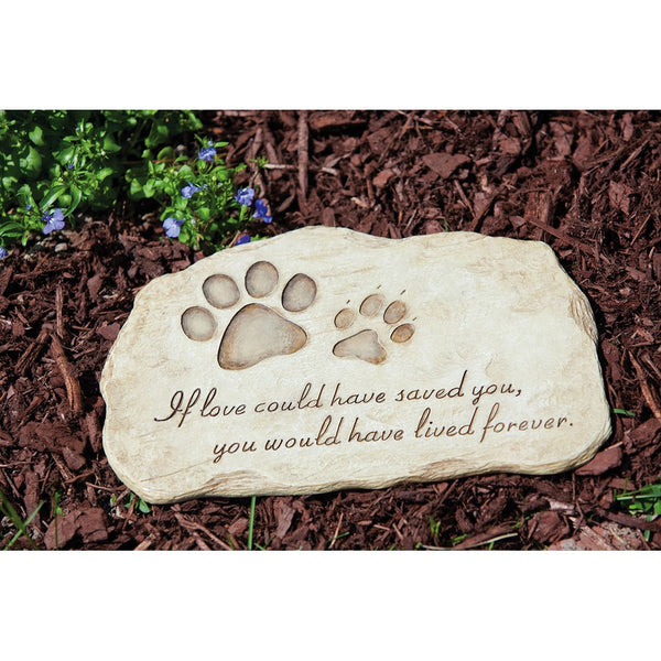 Evergreen Garden Pet Paw Print Devotion Painted Polystone Stepping Stone - 12”W x 0.5”D x 7.5”H