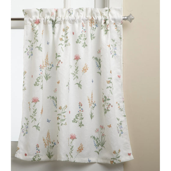 Lorraine Home Fashions English Garden 55-inch x 24-inch Tier Curtain Pair, White/Multi