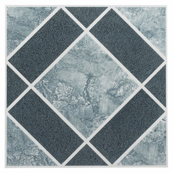 Achim Home Furnishings FTVGM30320 Nexus 12-Inch Vinyl Tile, Geo Light and Dark Blue Diamond Pattern, 20-Pack
