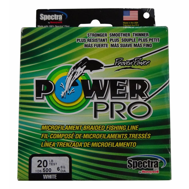 PowerPro Power Pro 21100200500W Braided Spectra Fiber Fishing Line, 20 Lb/500 yd, White