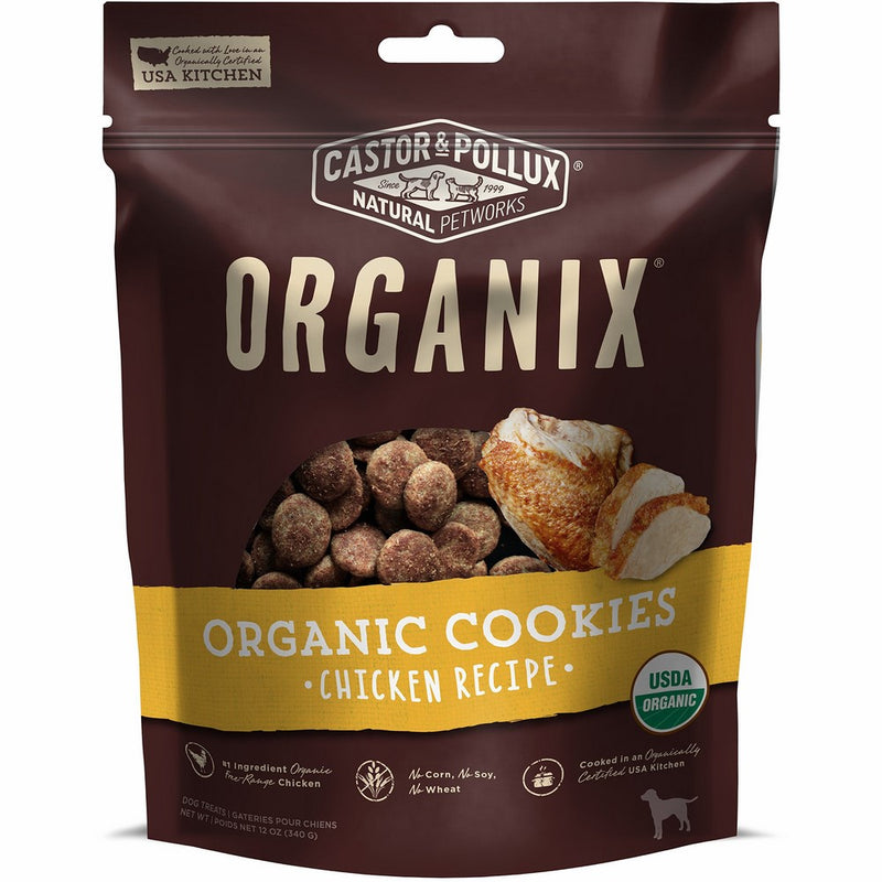 Organix Castor & Pollux Organic Dog Cookie Chicken Recipe, 12 oz Bag