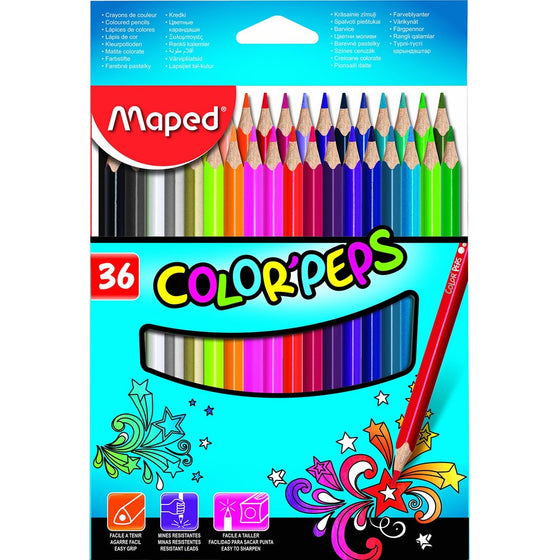 Maped Color'Peps Colored Pencils, Assorted Colors, Pack of 36 (832017ZV)