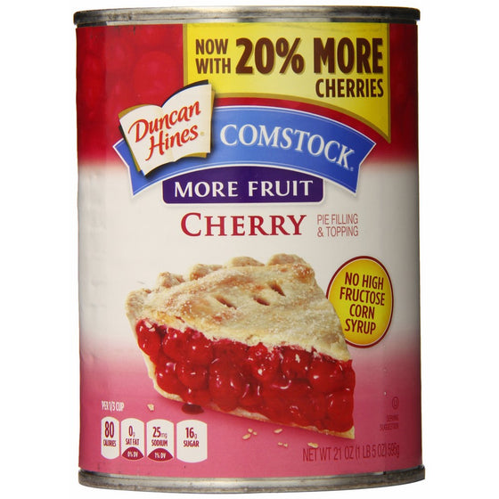 Comstock More Fruit Cherry Pie Filling and Topping, 21-Ounce (Pack of 4)