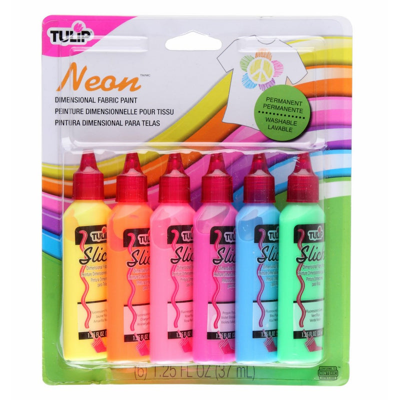 Tulip 29027 Dimensional Neon Fabric Paint, 6-Pack