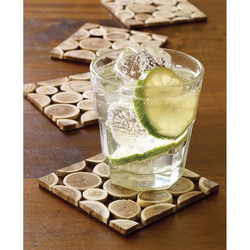 Design Ideas Branch Coasters, Teak , Set of 4, Brown