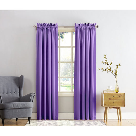 Sun Zero Barrow Energy Efficient Rod Pocket Curtain Panel,Purple,54" x 84"