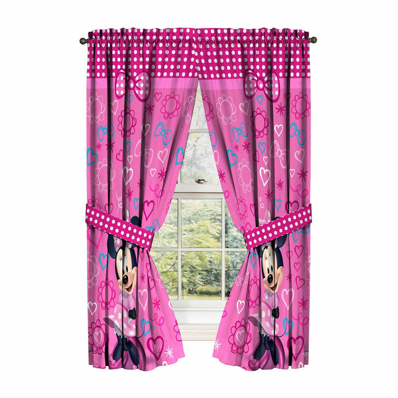 Disney Minnie Mouse Window Panels Curtains Drapes Pink Bow-tique, 42" x 63" each