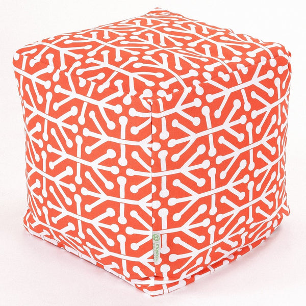 Majestic Home Goods Aruba Indoor/Outdoor Bean Bag Ottoman Pouf Cube, 17" x 17" x 17" (Orange)