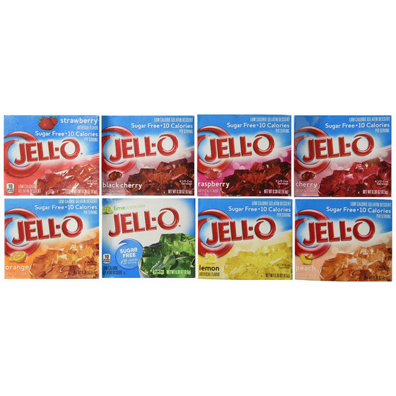 Jell-O Sugar Free Gelatin Sampler (Bundle of 8 Different Flavors .3-oz)