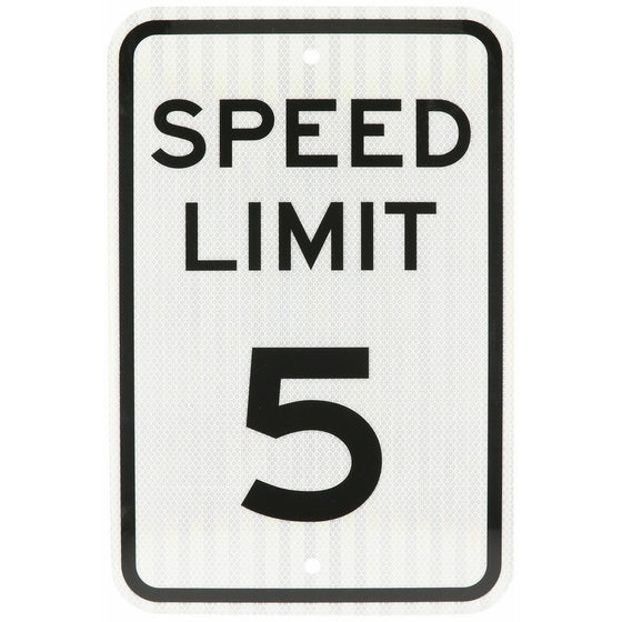 SmartSign 3M High Intensity Grade Reflective Sign, Legend"Speed Limit 5", 18" high x 12" wide, Black on White