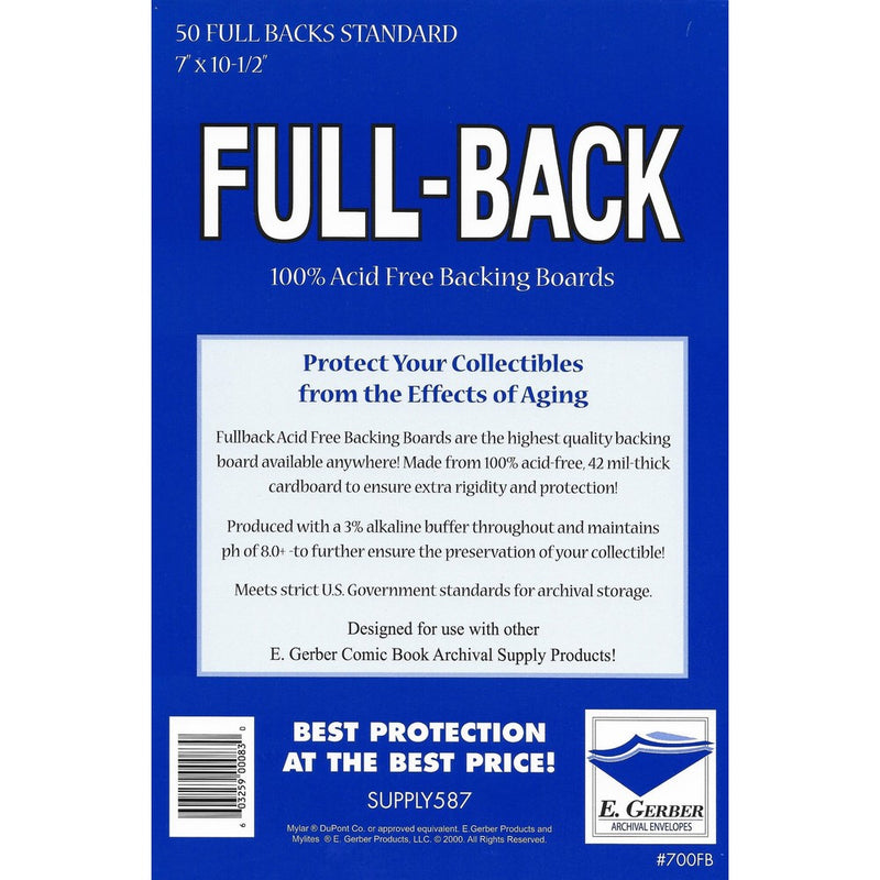 E. Gerber Full Back Boards - Standard - 50ct Pack
