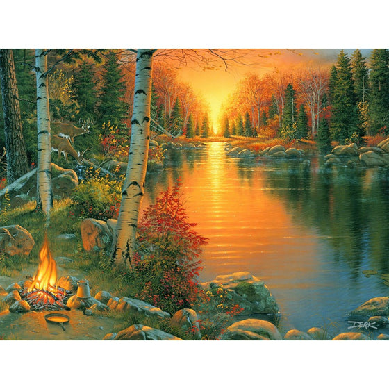 River's Edge "Campfire at Sunset" LED Lighted Gallery Wrapped Canvas Art, 16" X 12"
