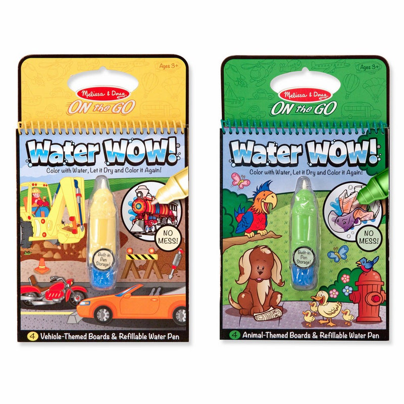 Melissa & Doug On the Go Water Wow! Reusable Water-Reveal Activity Pads, 2-pk, Vehicles, Animals