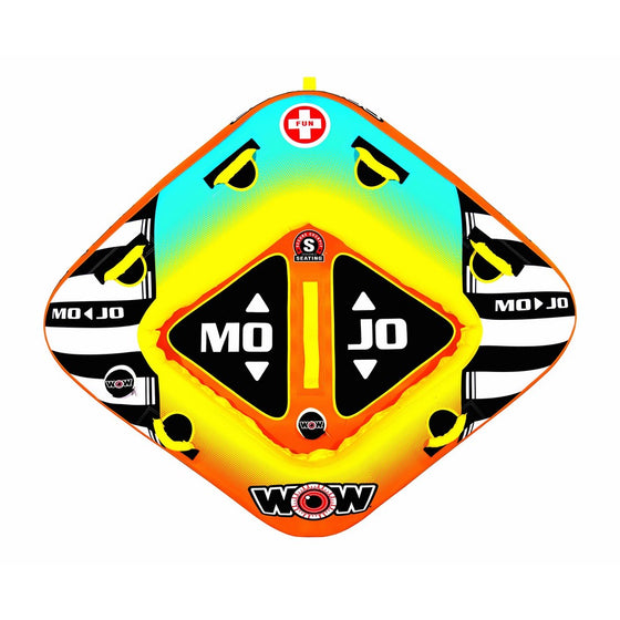 WOW World of Watersports, 16-1060, Mojo 1 or 2 Person Towable Tube, Front and Back Tow Points
