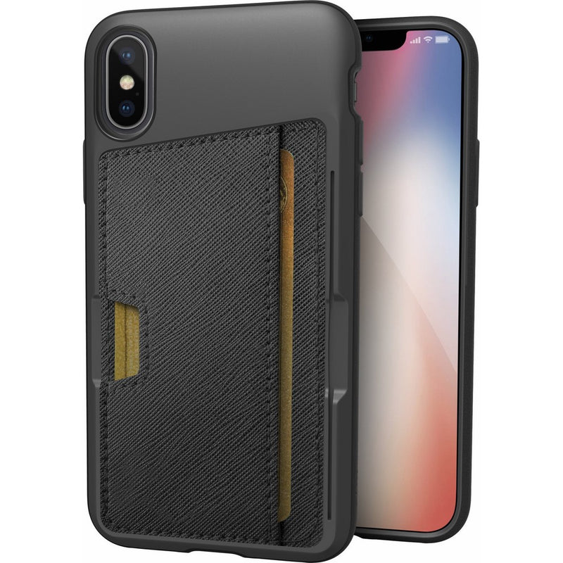 Silk iPhone X Wallet Case - Q CARD CASE [Slim Protective Kickstand CM4 iPhone 10 Grip Cover] -"Wallet Slayer Vol.2" - Black Onyx