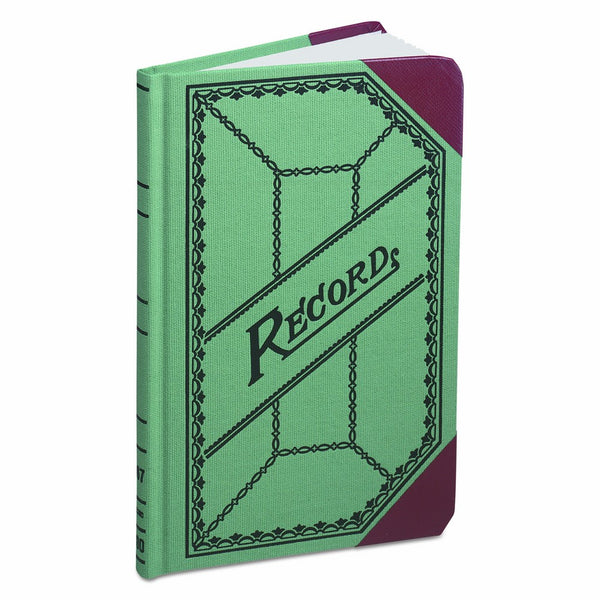 Boorum & Pease 667R Miniature Account Book, Green/Red Canvas Cover, 200 Pages, 9 1/2 x 6