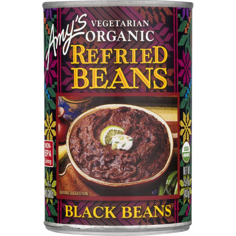 Amy's Organic Refried Beans, Black Beans, 15.4 Ounce (Pack of 12)
