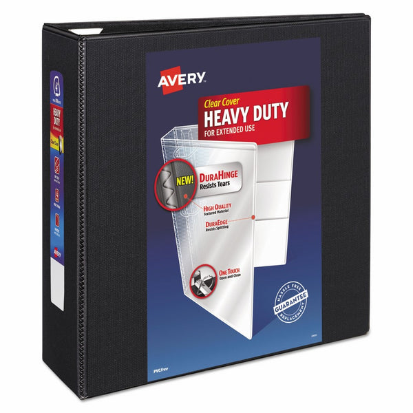 Avery 79604 Heavy-Duty View Binder w/Locking 1-Touch EZD Rings, 4" Cap, Black