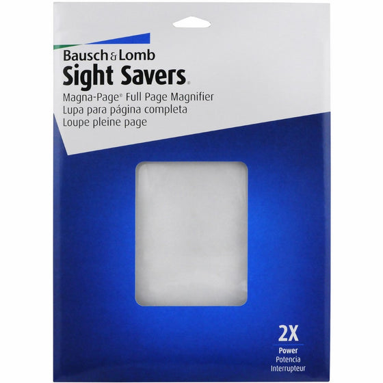 Bausch & Lomb 2X Magna-Page Full-Page Magnifier with Molded Fresnel Lens, 8.25 x 10.75 Inches (819007)