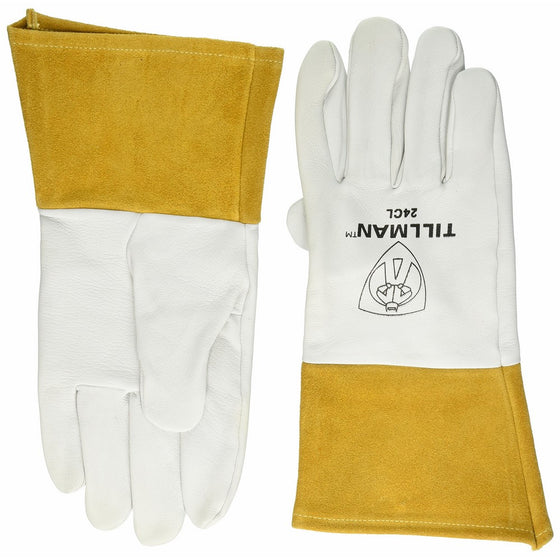 John Tillman and Co 24CL Premium Top Grain Pearl Kidskin MIG/TIG Welder's Glove with 4" Cuff, Straight Thumb and Kevlar Thread, Large