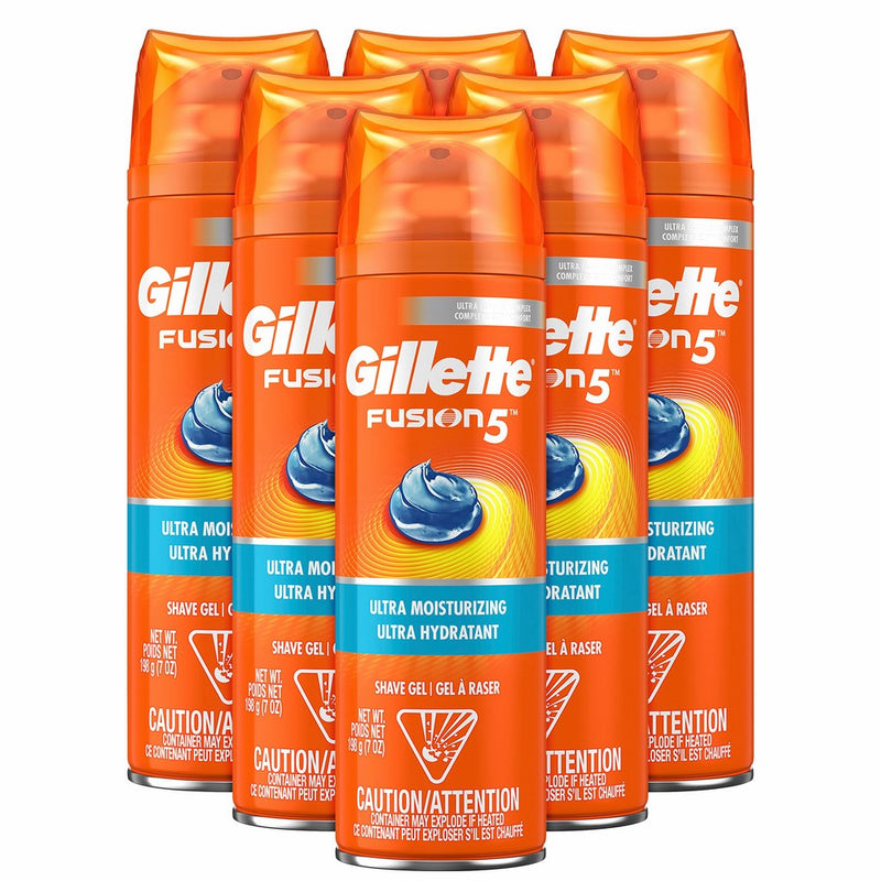 Gillette Fusion HydraGel Shave Gel Moisturizing 7 oz (Pack of 6)