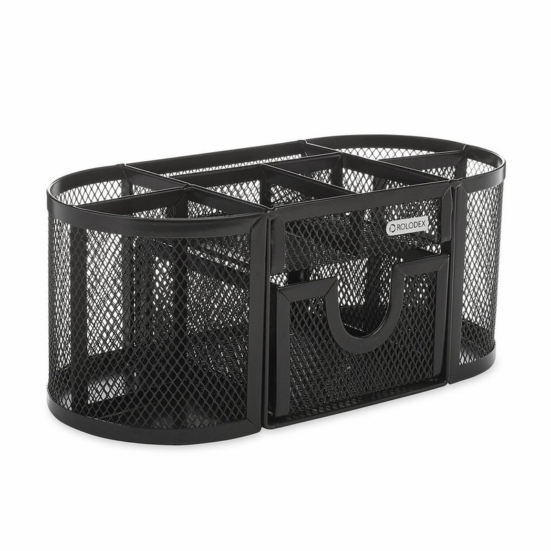 Rolodex Mesh Pencil Cup Organizer, Four Compartments, Steel, 9 1/3 x 4 1/2"x4", Black (1746466)