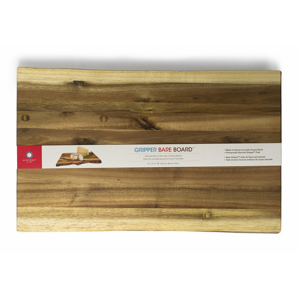 Architec Gripperwood Bare Acacia Cutting Board, Non-Slip Gripper Feet, 11" by 17"