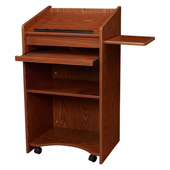 Oklahoma Sound 600-MO Aristocrat Floor Lectern, 25" Width x 46" Height x 20" Depth, Non Sound, Medium Oak