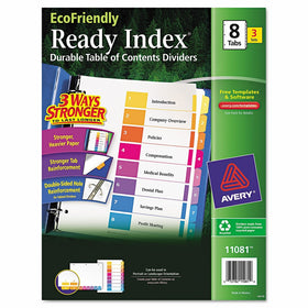 Avery EcoFriendly Ready Index Table of Contents Dividers, 8-Tab, 3 Sets (11081)