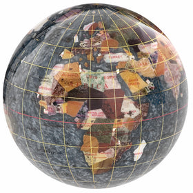 KALIFANO 4" Gemstone Globe Paperweight with Black Opal Opalite Ocean