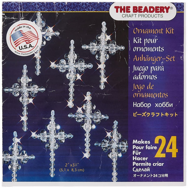 Beadery Holiday Beaded Ornament Kit, Crystal Crosses, 1.25-Inch, Makes 24