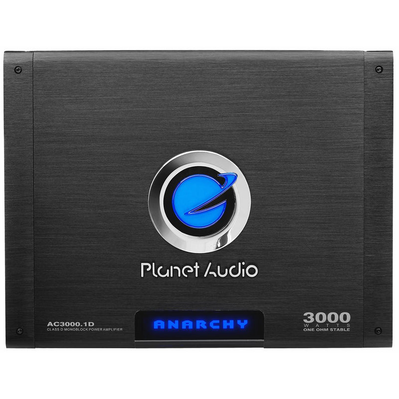 Planet Audio AC3000.1D Anarchy 3000 Watt, 1 Ohm Stable Class D Monoblock Car Amplifier with Remote Subwoofer Control