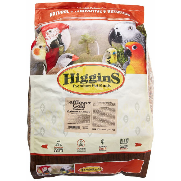 HIGGINS 466125 Safflower Gold Natural Food for Conure/Cockatiel, 25-Pound