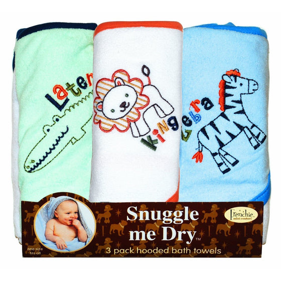 Wild Animal Hooded Bath Towel Set, 3 Pack, Boy, Frenchie Mini Couture