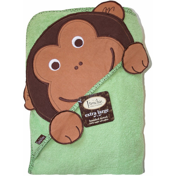Extra Large 40x30 inch, Monkey Hooded Towel for Baby Bath, Frenchie Mini Couture